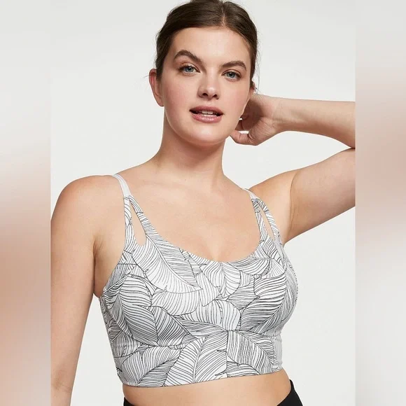 SOLD - Victoria's Secret Allegro Medium Impact Sports Bra White Palm Size 34DD - Picture 4 of 9